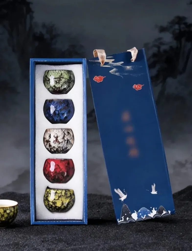 طقم اكواب سيراميك بتصميم حجري سعة 145ml