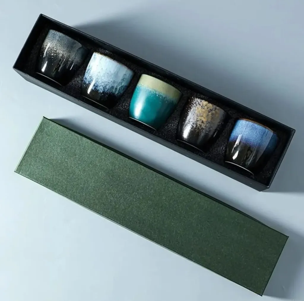 طقم اكواب سيراميك بتصميم حجري سعة 145ml